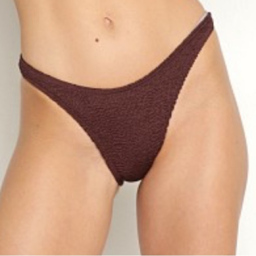 NEW Bond-Eye Scene Brief Bikini Bottom Chocolate Brown NWT OS Crinkle Swim